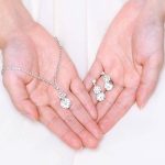 Aukmla Bride Wedding Necklace Earrings Set Silver Rhinestones Necklaces Bridal Crystal Jewelry Accessories for Women and Girls (Set of 3) - Image 4
